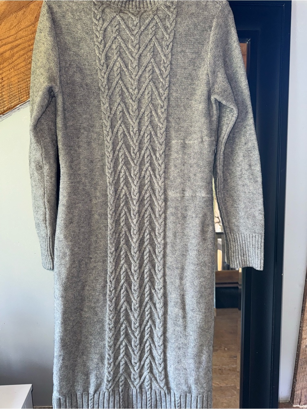 Royal Robbins Grey Cable-Knit Long Sleeve Sweater Dress